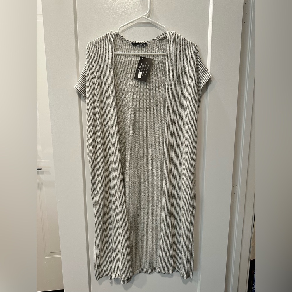 Striped Open-Front Cardigan